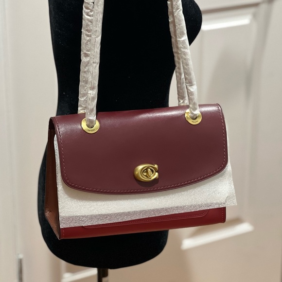 NWT Coach Parker Colorblock Purse w/ Chain Strap in Burgundy/Red Apple Multi 🍎 - Picture 9 of 9
